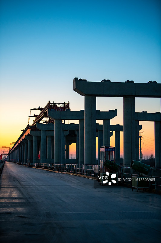 宁盐高速（在建）扬州高邮湖邵伯湖段图片素材