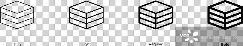 模块图标，细体、亮体、常规和粗体样式图片素材