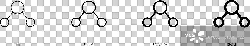 分子图标，细、浅、常规和粗体样式图片素材