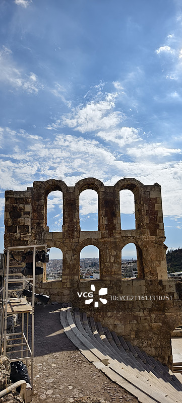 希腊雅典卫城（其中包括山门，帕特农神庙，伊瑞克提翁神庙，雅典娜胜利神庙）剧院图片素材