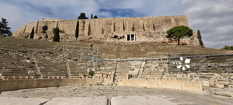 希腊雅典卫城（其中包括山门，帕特农神庙，伊瑞克提翁神庙，雅典娜胜利神庙）图片素材