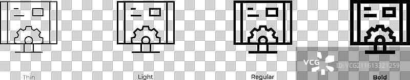 监控图标，细体、常规和粗体样式图片素材