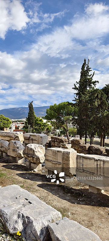 希腊雅典卫城（其中包括山门，帕特农神庙，伊瑞克提翁神庙，雅典娜胜利神庙）图片素材