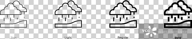 季风图标，细体、亮体、常规和粗体样式图片素材