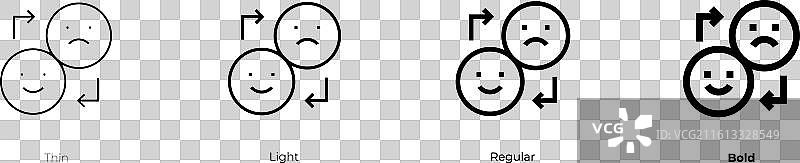 情绪变化图标，细体、亮体、常规和粗体图片素材