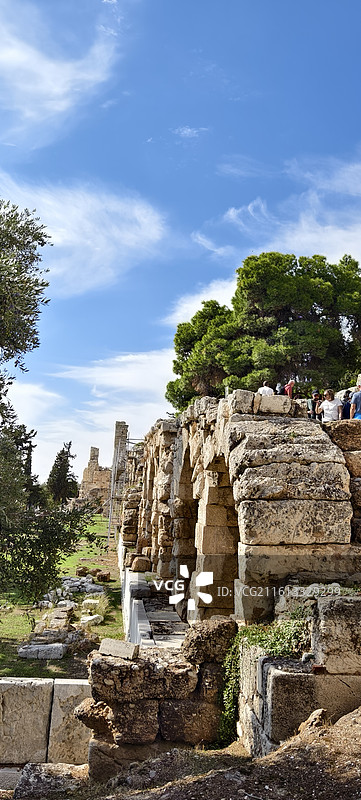 希腊雅典卫城（其中包括山门，帕特农神庙，伊瑞克提翁神庙，雅典娜胜利神庙）图片素材