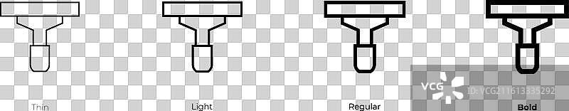 拖把图标，细体、浅色、常规和粗体样式设计图片素材