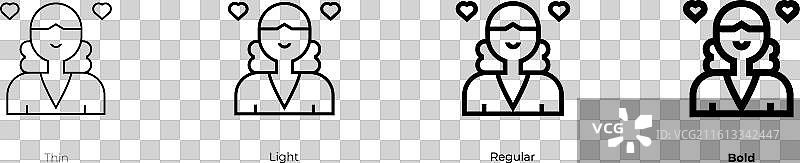 母亲图标，细体、亮体、常规和粗体样式图片素材