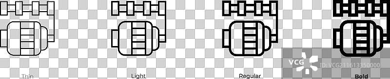 摩托车图标，细体、亮体、常规和粗体样式图片素材