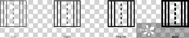 高速公路图标，细体、亮体、常规体和粗体样式图片素材