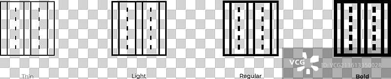 高速公路图标，细体、亮体、常规和粗体样式图片素材