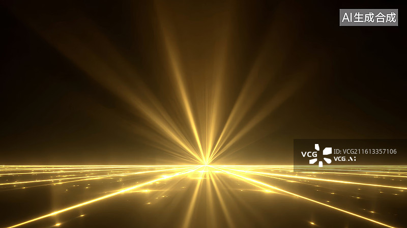 【AI数字艺术】金色光芒从中心点向外辐射的抽象光效背景图片素材