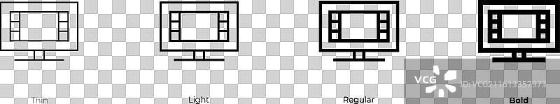 电影之夜图标，细、亮、常规和粗体图片素材