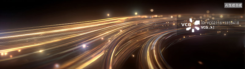 【AI数字艺术】夜晚高速公路车流光轨延时摄影图片素材