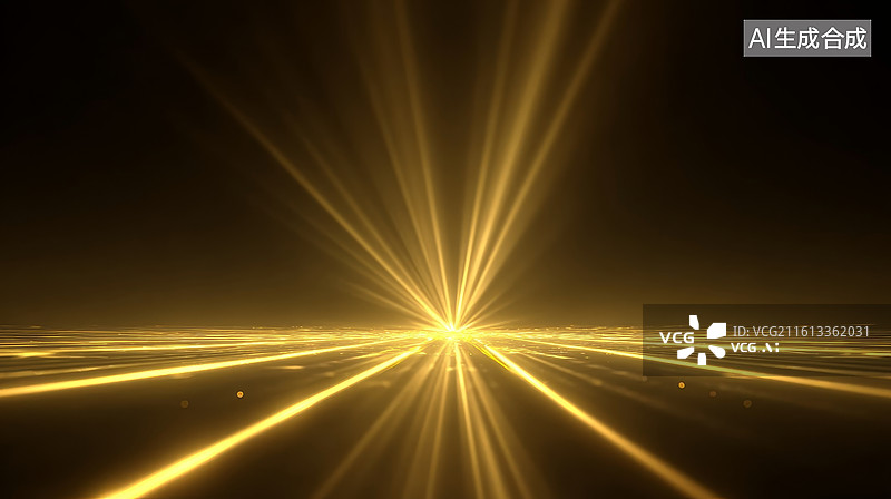 【AI数字艺术】金色光芒从中心点向外辐射的抽象光效图案图片素材