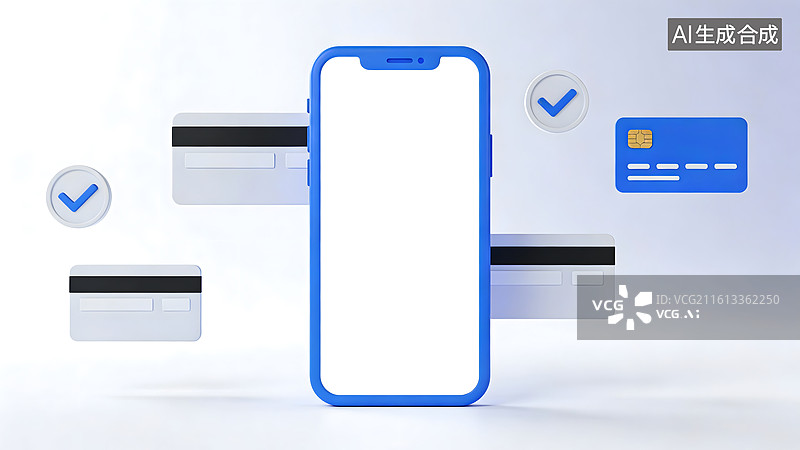 【AI数字艺术】手机与信用卡支付场景图图片素材