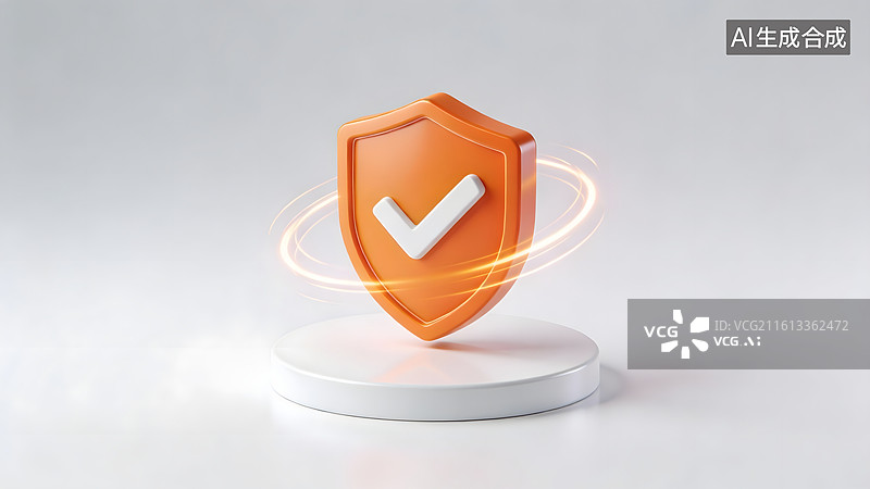 【AI数字艺术】橙色盾牌图标象征安全防护图片素材
