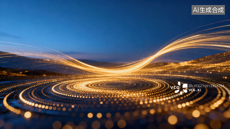 【AI数字艺术】光轨环绕的夜景抽象图图片素材