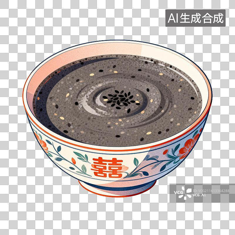 【AI数字艺术】芝麻糊美食插画图片素材