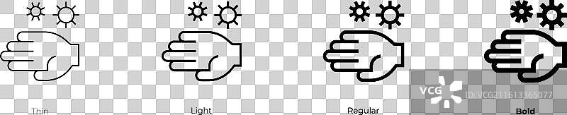 移动机械图标，细体、亮体、常规和粗体图片素材