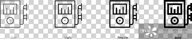 mp播放器图标，细体、亮体、常规和粗体样式图片素材