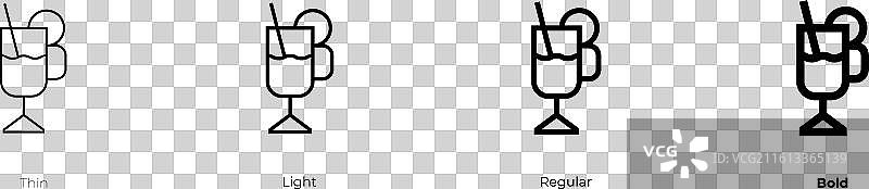 热红酒图标，细体、浅色、常规和粗体图片素材