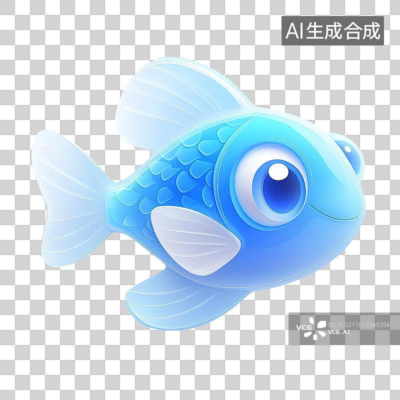 【AI数字艺术】可爱蓝色小鱼插画图片素材