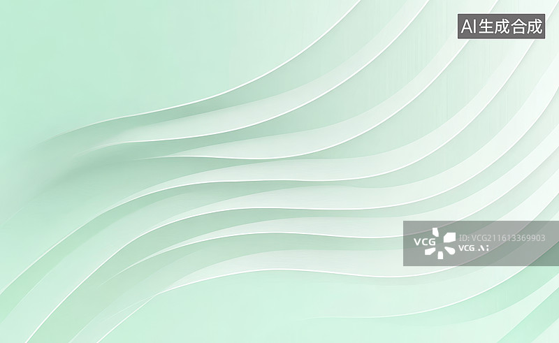 【AI数字艺术】淡绿色背景上的白色波浪线条抽象图案图片素材