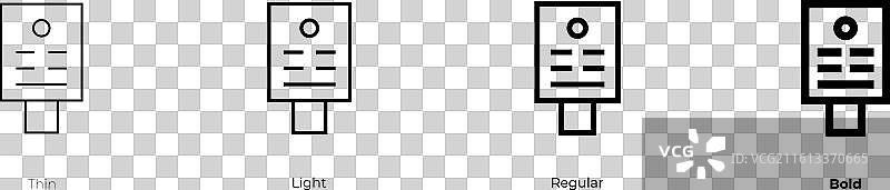 Mupi 图标，细体、浅色、常规和粗体样式图片素材