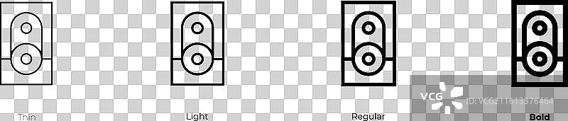 音乐扬声器图标，细体、浅色、常规和粗体图片素材