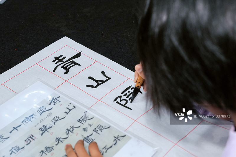 少儿软笔书法图片素材