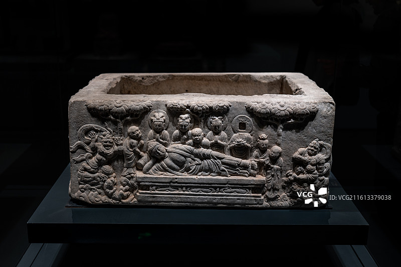 石函（辽），石函四周完整表现了世尊涅槃的宗教内容，首都博物馆图片素材