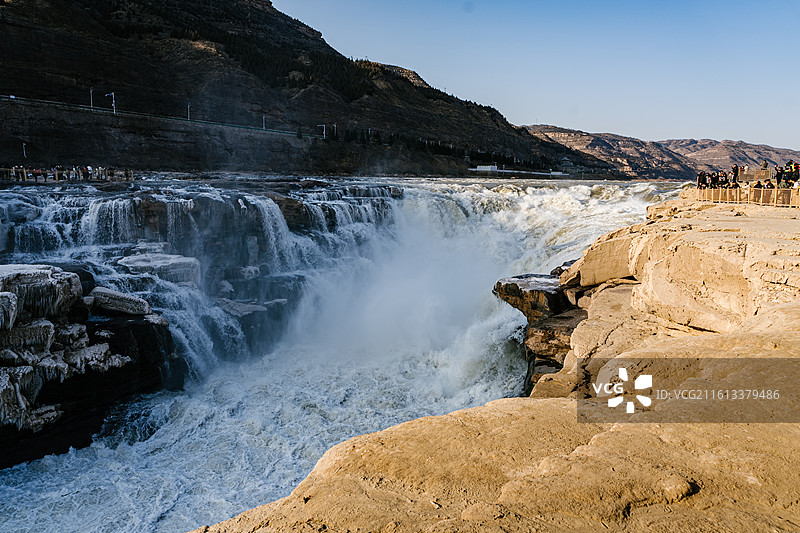 壶口瀑布山西侧 临汾市 黄河的源头  汹涌图片素材