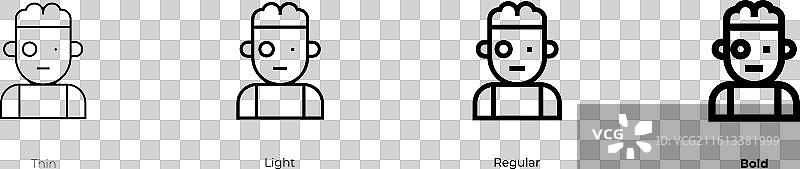 变异图标，细体、亮色、常规和粗体样式图片素材