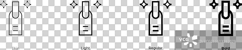 美甲图标，细体、亮体、常规和粗体风格图片素材