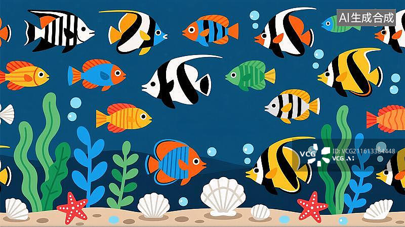 【AI数字艺术】多彩的热带鱼图片素材