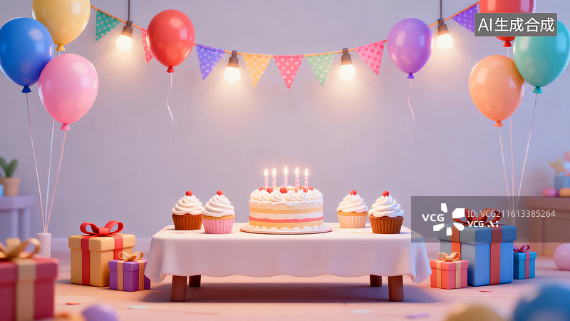 【AI数字艺术】生日派对场景布置图片素材