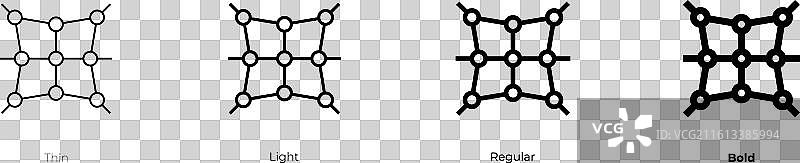 纳米纤维图标，细、浅、常规和粗体样式图片素材