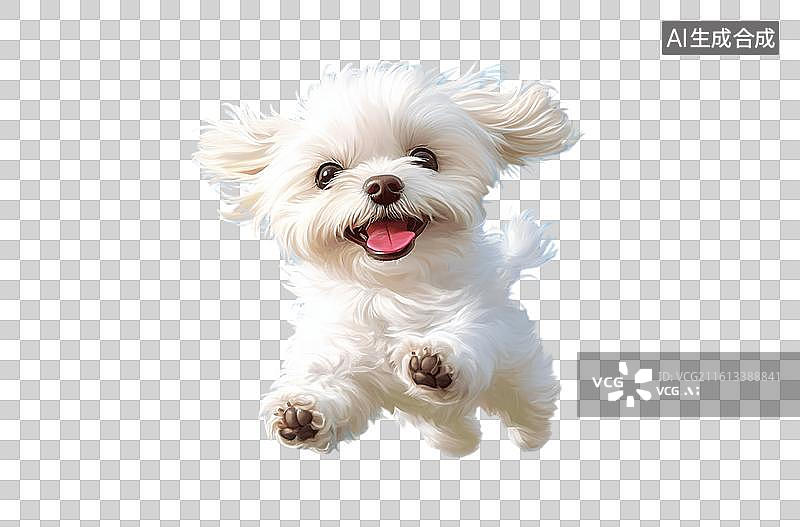 【AI数字艺术】快乐奔跑玩耍可爱白色小狗马尔济斯犬萌宠主题免抠图形图片素材