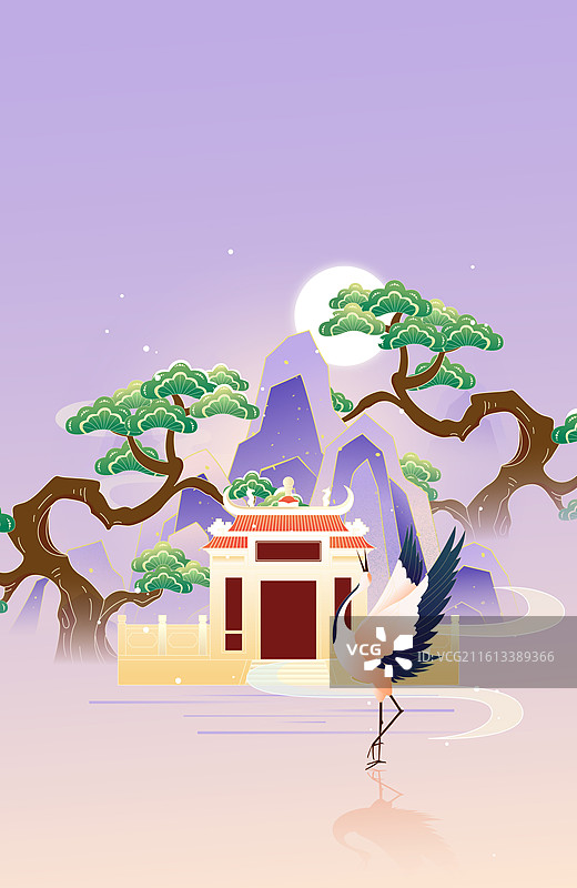 国风节气大寒澳门城市建筑矢量插画图片素材