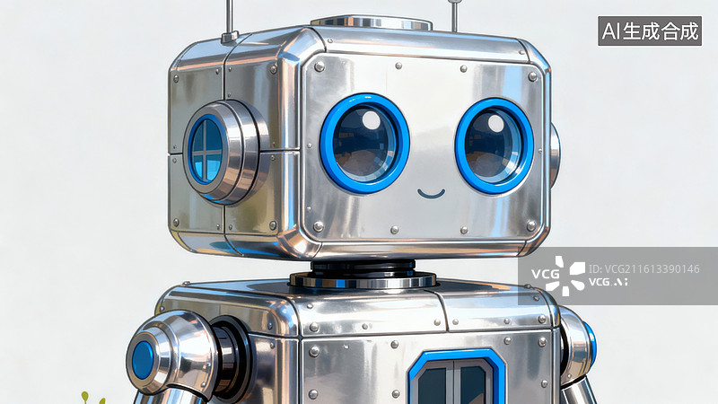 【AI数字艺术】银色金属机器人特写图片素材