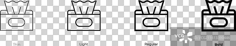 餐巾纸图标，细体、浅体、常规体和粗体样式图片素材