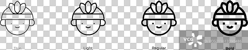 美洲原住民图标，细体、浅色、常规和粗体图片素材