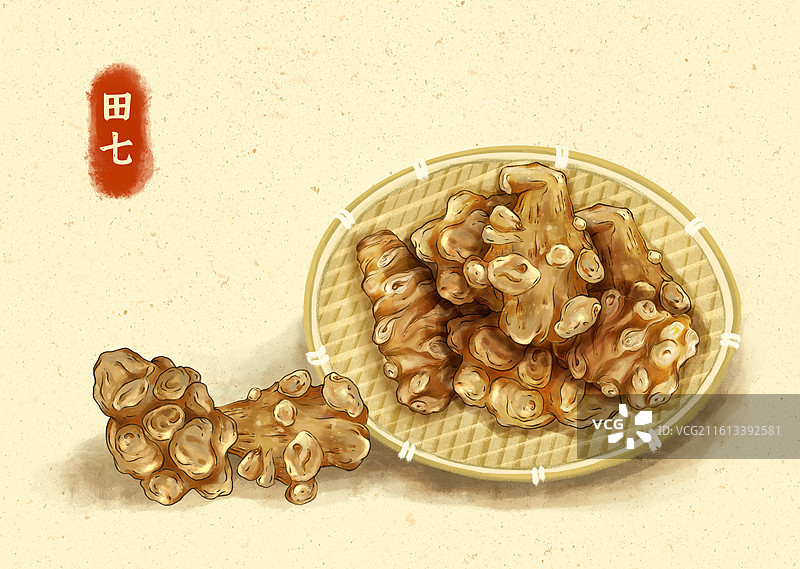 中药药材田七横版图片素材