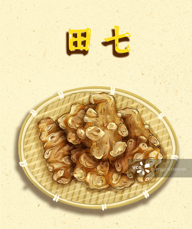 中药药材田七竖版图片素材