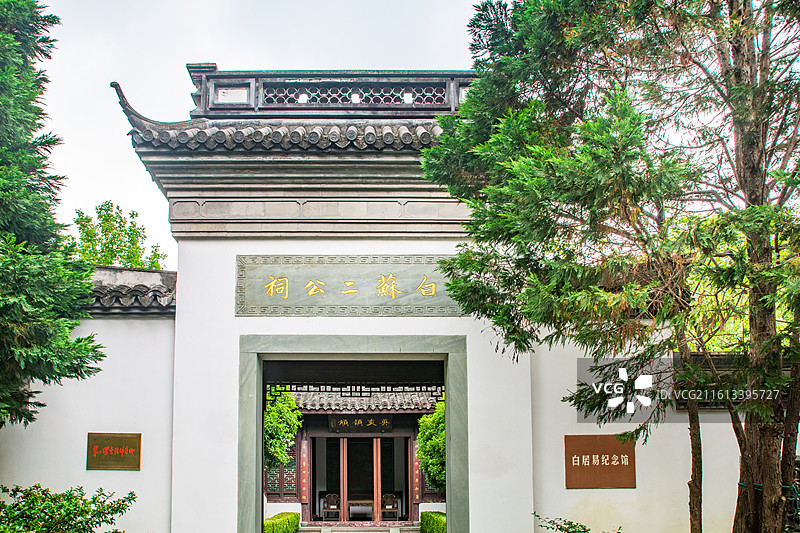 白苏二公祠 白居易苏东坡纪念馆 杭州孤山 历史文化景点 江南园林 传统中式建筑 古典风格 台门 庭院图片素材