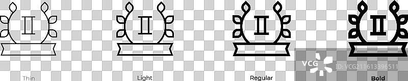 第二名图标，细体、浅色、常规和粗体样式图片素材