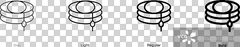 颈部围巾图标，细体、浅色、常规和粗体图片素材