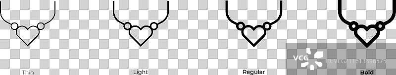 项链图标，细体、浅色、常规和粗体样式图片素材