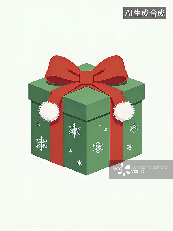 【AI数字艺术】绿色礼盒系着红蝴蝶结图片素材